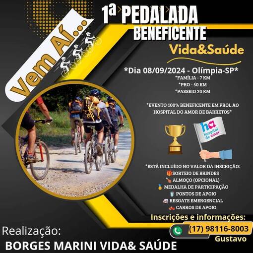 Event cover 1 PEDALADA BENEFICENTE VIDA E SADE, EM PROL DO HOSPITAL DO AMOR