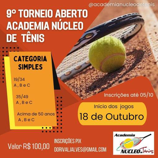 Event cover 9 TORNEIO ABERTO ACADEMIA NCLEO DE TNIS