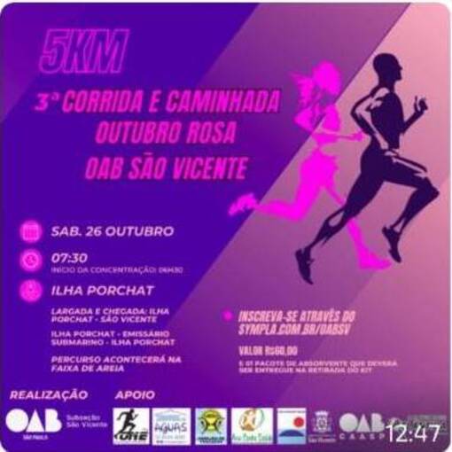 Event cover 3 Corrida e Caminhada Outubro Rosa OAB So Vicente