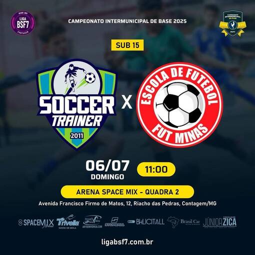Event cover Soccer Trainer X Escola de Futebol Fut Minas Sub-15 Campeonato Intermunicipal de Base 2025 ? Arena Space Mix