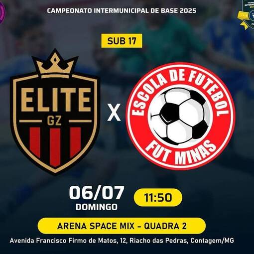 Event cover Elite GZ X Escola de Futebol Fut Minas SUB17 Campeonato Intermunicipal de Base 2025 ? Arena Space Mix