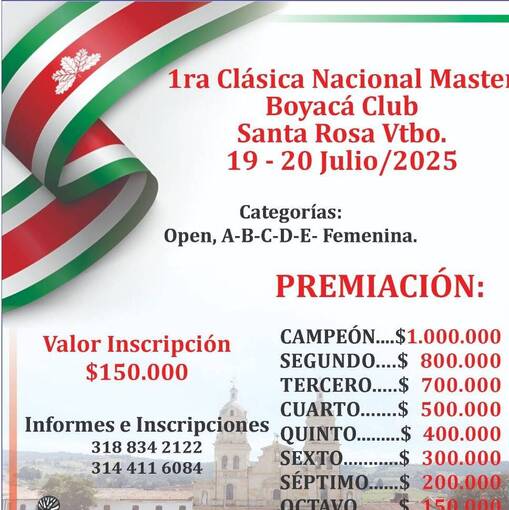 Capa do evento Primera clsica NACIONAL MSTER BOYAC 