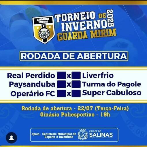 Capa do evento Torneio de Inverno GUARDA MIRIM - SALINAS