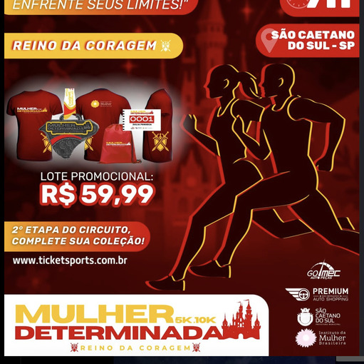 Event cover CORRIDA E CAMINHADA MULHER DETERMINADA - REINO DA CORAGEM