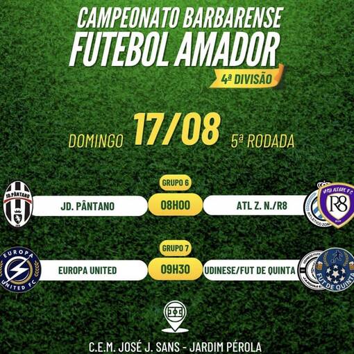 Event cover Futebol amador JD PNTANO X ATL ZONA NORTE/R8