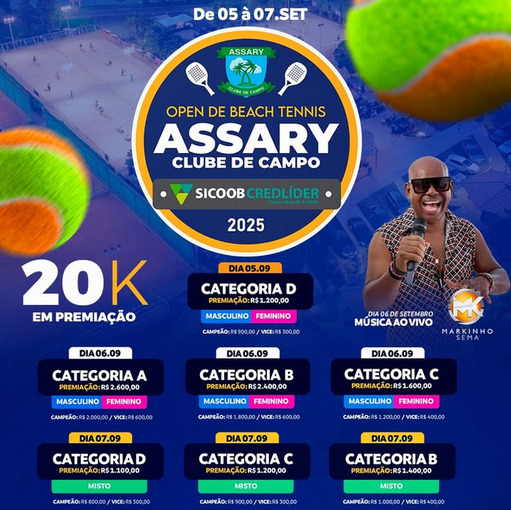Event cover Open de Beach Tennis do Assary Clube de Campo | SicoobCredlder