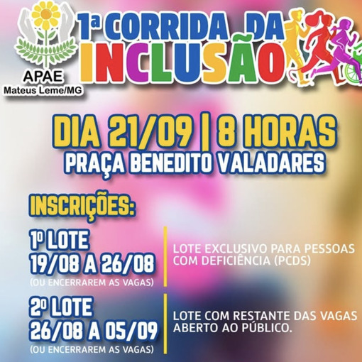 Portada del evento 1 Corrida da Incluso - Mateus Leme
