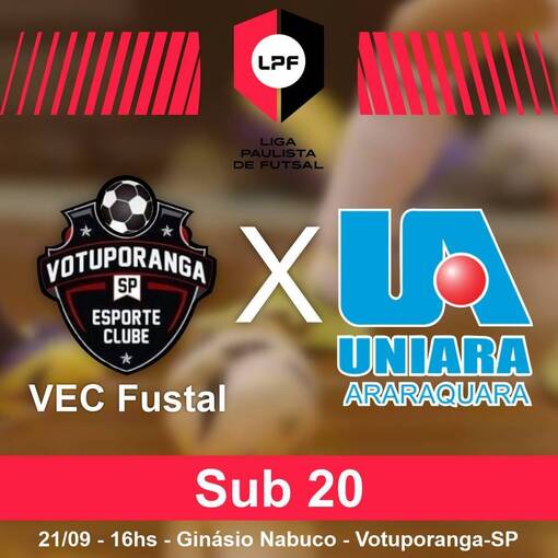 Capa do evento LPF - VEC Votuporanga X Uniara Araraquara - Sub 20