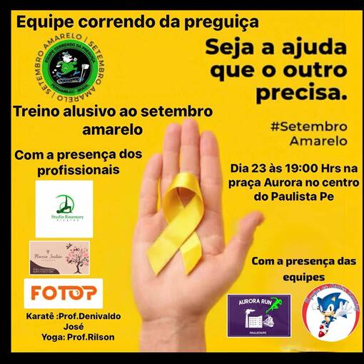 Event cover TREINO SETEMBRO AMARELO - CORRENDO DA PREGUIA 