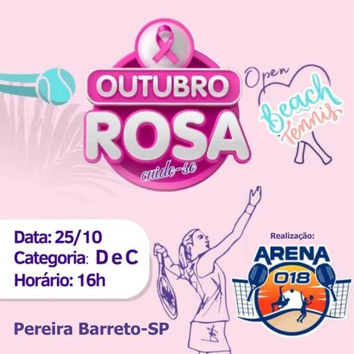 Capa do evento Open de Beach Tennis Outubro Rosa - Pereira Barreto