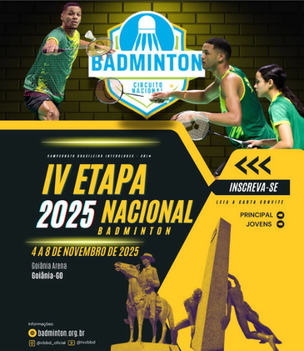 Portada del evento Campeonato Brasileiro Interclubes-CBI de Badminton  4 etapa do Circuito Nacional 2025 - dias 04 a 08/11/2025