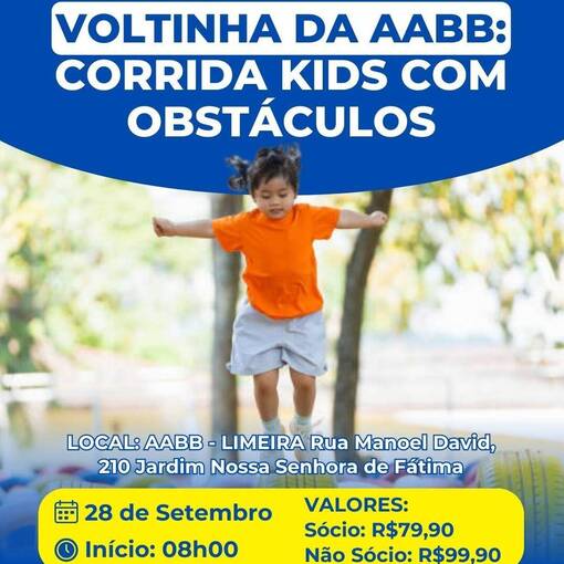 Capa do evento 1 Corrida Kids com Obstculos da AABB Limeira