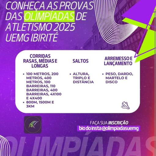 Capa do evento Olimpiadas de Atletismo 2025 na UEMG