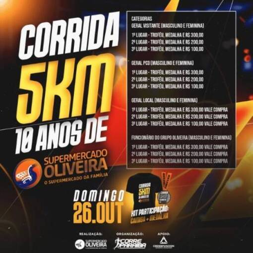 Event cover CORRIDA DE ANIVERSRIO DE 10 ANOS DO SUPERMERCADO OLIVEIRA - TODAS AS FOTOS POR R$59,90