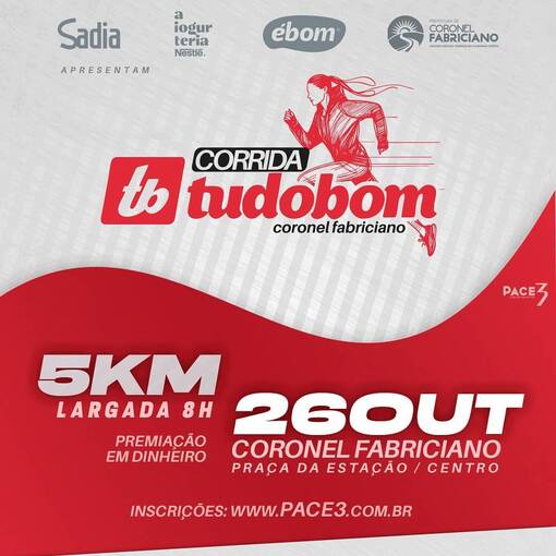 Capa do evento Corrida Tudobom Coronel Fabriciano