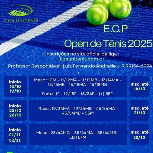 Event cover E.C.P. Open de Tênis 2025 - Santa Cruz das Palmeiras.