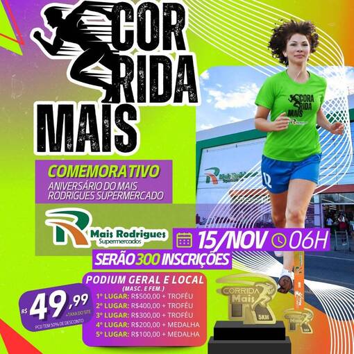 Capa do evento Corrida Mais Rodrigues Supermercados