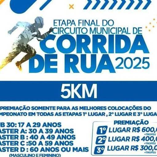 Event cover ETAPA FINAL DO CIRCUITO MUNICIPAL DE CORRIDA DE RUA 