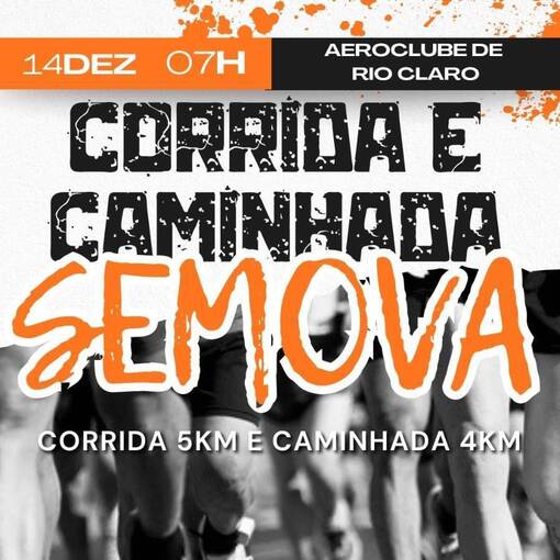 Event cover TREINO - AEROCLUBE / RIO CLARO - 14/12 - CORRIDA E CAMINHADA SEMOVA