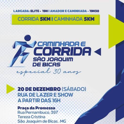 Couverture de l'vnement Caminhada e Corrida de So Joaquim de Bicas ? Especial 30 Anos