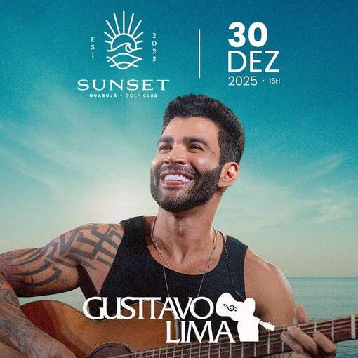Event cover SUNSET ON THE BEACH GUARUJA 30/12 - GUSTAVO LIMA