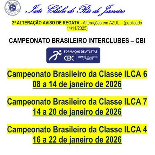 Event cover Campeonato Brasileiro da Classe ILCA ( Laser )  6, 7 e 4 ICRJ 2026 