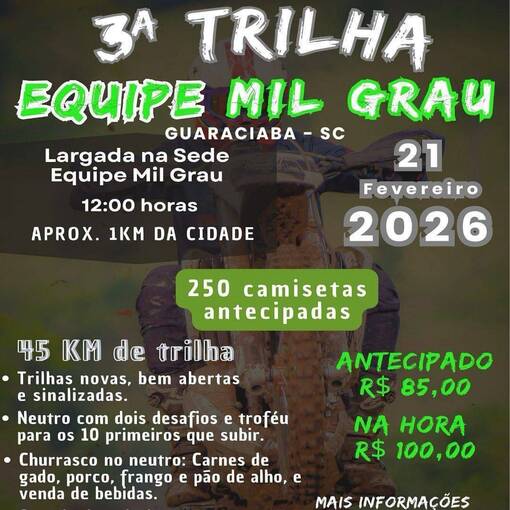 Capa do evento 3� TRILHA EQUIPE MIL GRAU
