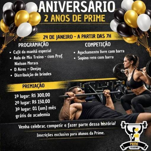 Event cover 2 Anos PRIME Academia