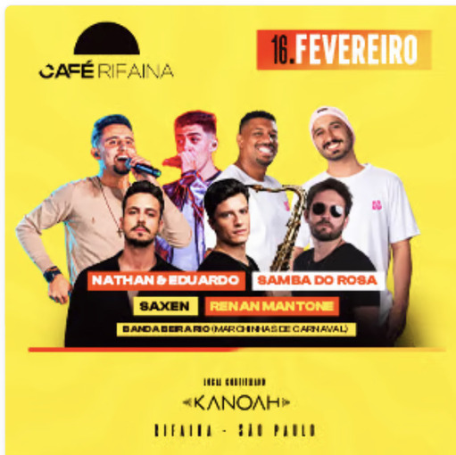 Event cover Caf� Rifaina 16/02 - CARNAVAL 2026