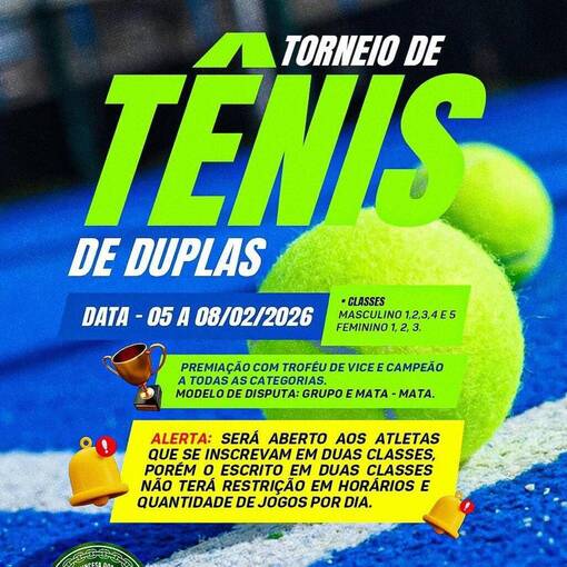 Capa do evento Torneio de T�nis de Duplas - 06/02/2026 - Clube Verde Sede Campestre