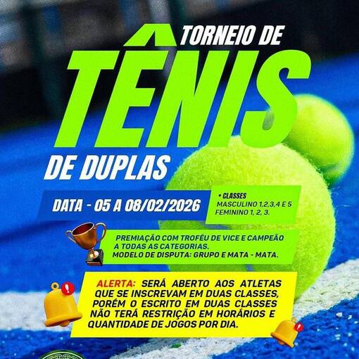 Capa do evento Torneio de T�nis de Duplas - 07/02/2026 - Clube Verde Sede Campestre