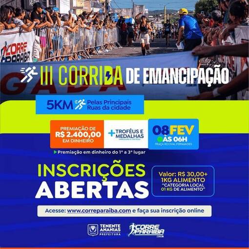 Portada del evento 3� CORRIDA DE EMANCIPA��O POL�TICA DE TENENTE ANANIAS - RN