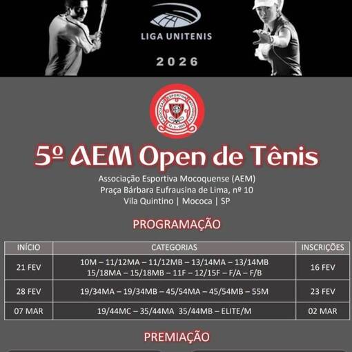 Event cover 5º AEM OPEN DE TÊNIS
