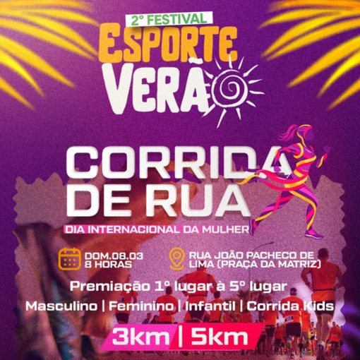Event cover 2� Esporte Ver�o Auriflama - Corrida de rua - Dia Internacional da Mulher