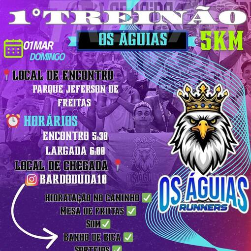 Event cover 1� TREIN�O OS AGUIAS - AGUIAS RUNNERS - JEFFERSON DE FREITAS