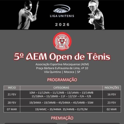 Event cover 5º AEM OPEN DE TÊNIS