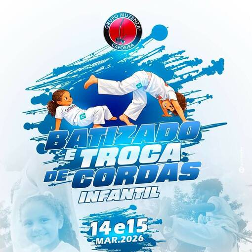 Portada del evento Batizado e Troca de Cordas Infantil - Capoeira Muzenza