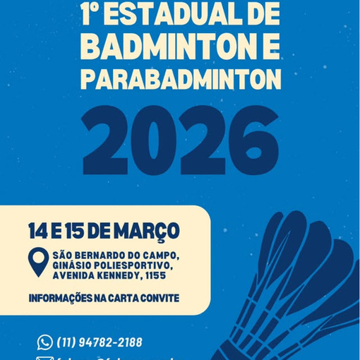 Event cover FEBASP - 1� Etapa Estadual de Badminton das categorias aberta e jovens e 1� Etapa de Parabadminton do ano de 2026.