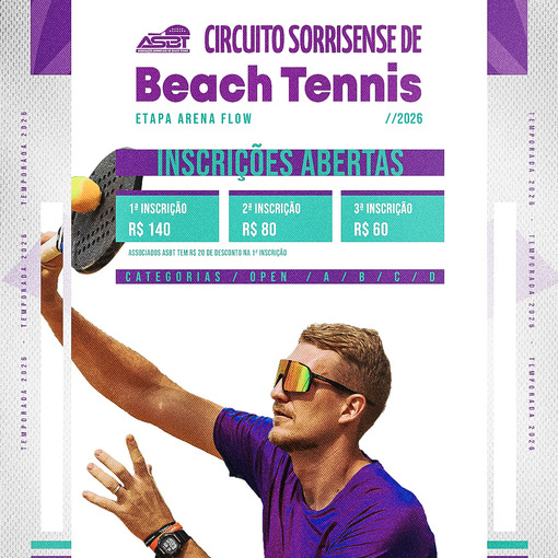 Event cover CIRCUITO SORRISENSE DE BEACH TENNIS 2026 - ETAPA ARENA FLOW 