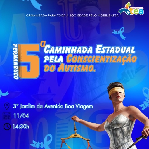 Capa do evento 5� Caminhada Estadual pela Conscientiza��o do AUTISMO em PERNAMBUCO MobilizaTeaPE 2026