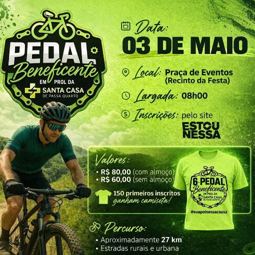 Portada del evento Pedal Beneficente em prol da  Santa Casa de Passa Quatro