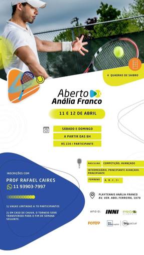 Event cover Play Tennis Aberto An�lia Franco