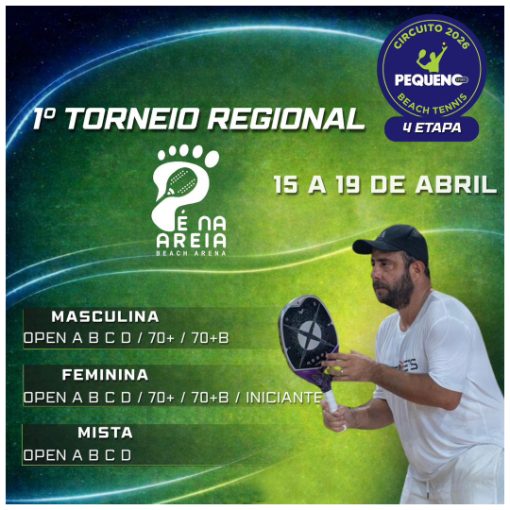 Copertura dell'evento 1� Torneiro Regional - Arena P� na Areia - BT - 4� Etapa do Circuito Pequeno de Beach Tennis