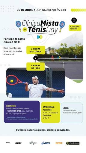 Event cover Play Tennis - CLINICA MISTA TENIS DAY - PLAY TENNIS MORUMBI 26/04