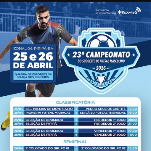 Event cover 23� Campeonato Sudoeste de Futsal - Edi��o 2026 (Sede Pirip�)