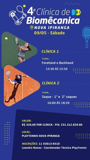 Event cover Play Tennis - 4� Clinica de Biom�canica - Nova Ipiranga