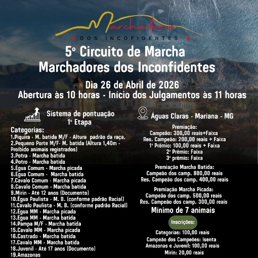 Event cover 5� CIRCUITO MARCHADORES DOS INCONFIDENTE 1� ETAPA