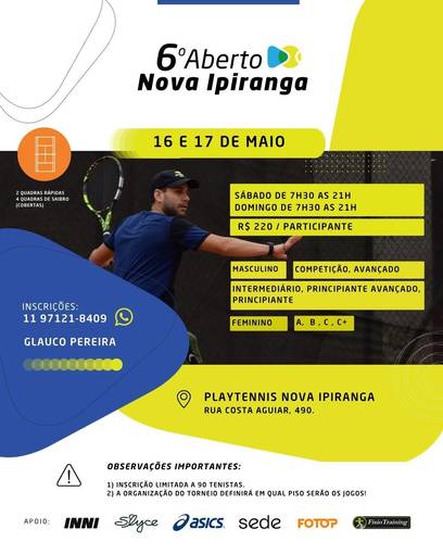 Copertura dell'evento Play Tennis - 6o Aberto Nova Ipiranga