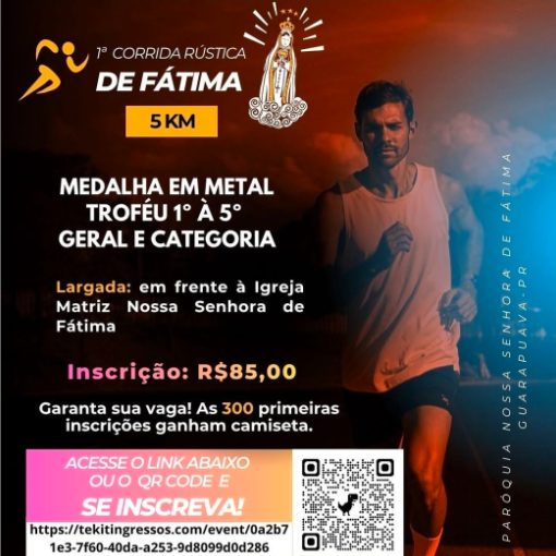 Couverture de l'�v�nement 1� CORRIDA RUSTICA DE FATIMA 5KM - GUARAPUAVA PR