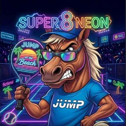 Event cover super 8 neon - Jump on the beach
